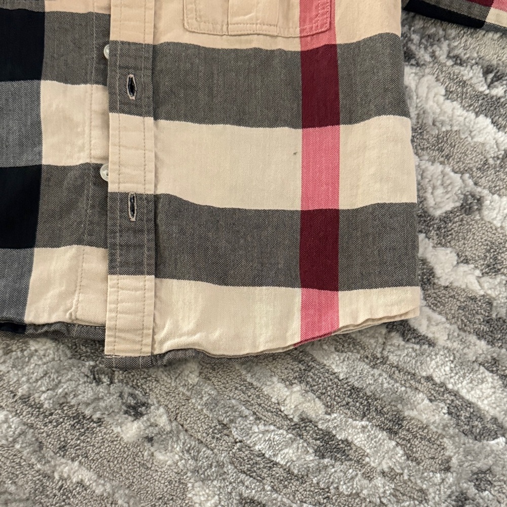 Burberry Kids Plaid Button-Down Shirt - Beige, Black, Red - Picture 9 of 11